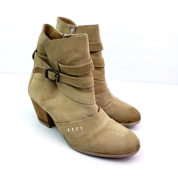 Sundance Womens Size EU 37 US 6.5-7 Beige Suede 2.5" Heeled Ankle Bootie Shoes - Picture 1 of 12
